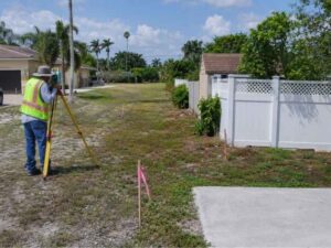 Plat of survey showing an unopened street area being measured by a surveyor in Hialeah, Florida.